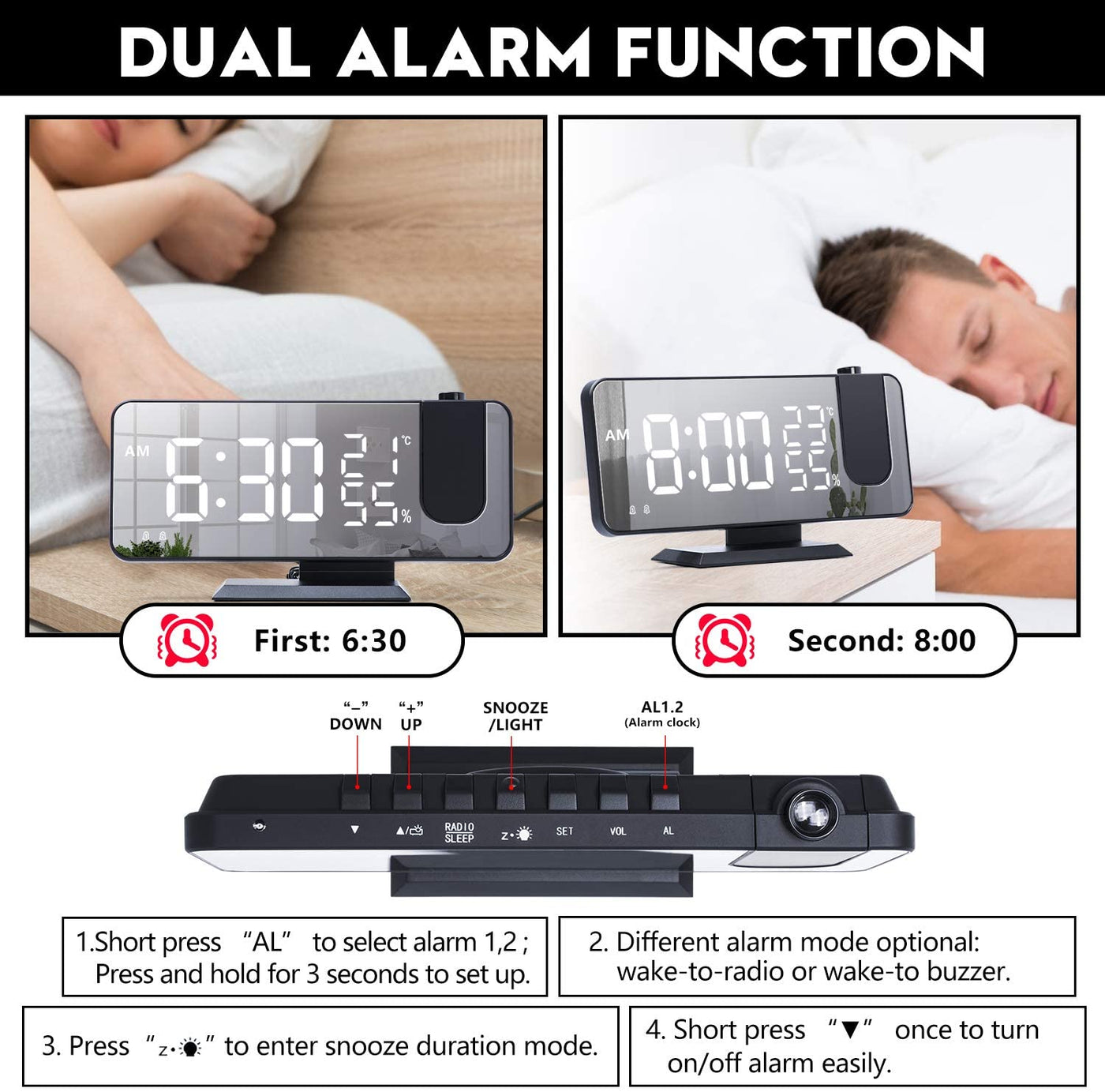 Projection Digital Alarm Clock